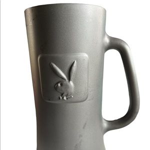 Classic Playboy Bunny Embossed Logo Black Frosted Beer Mug Stein Glass Barware